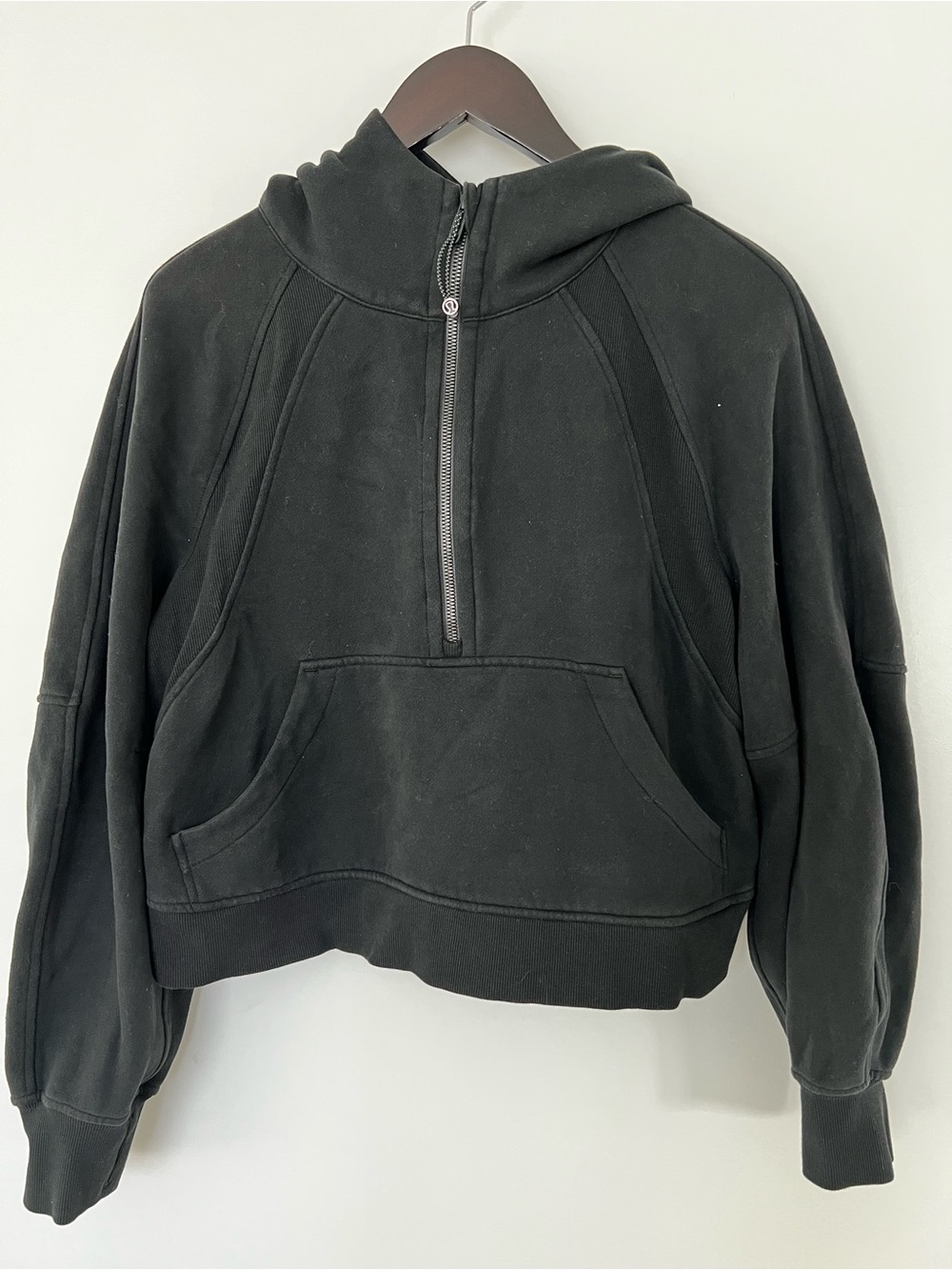 Lululemon Scuba Oversized Half Zip Hoodie Black Cropped M/L Worn Once!